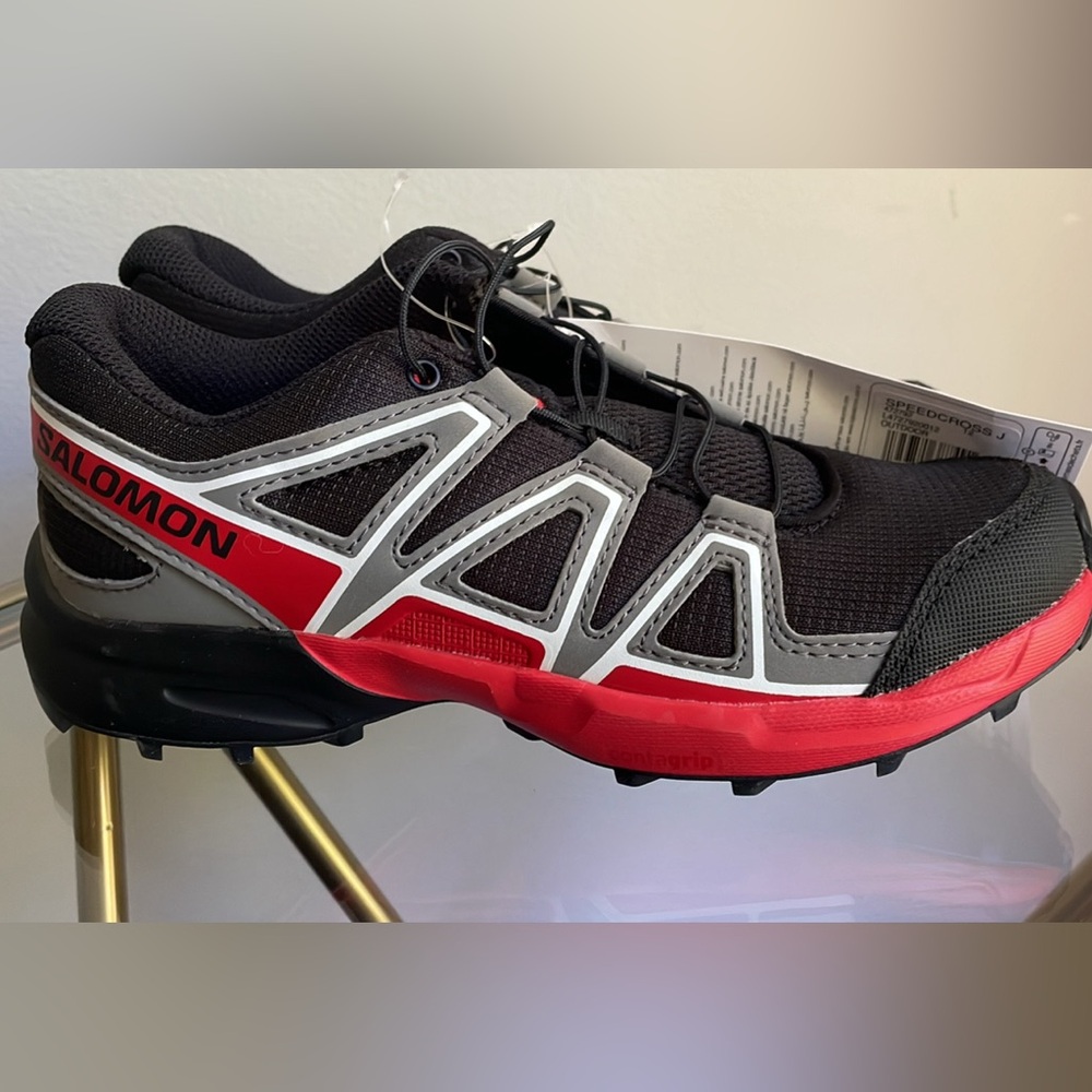 Salomon Boys Black and Red Trail Running Shoes
